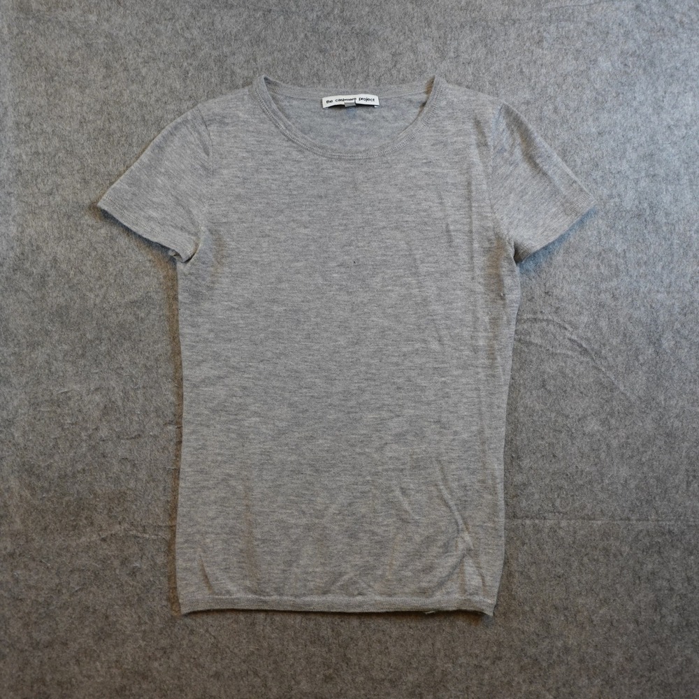 The Cashmere Project Top Women Extra Small Gray Short Sleeve Knit Crew Neck